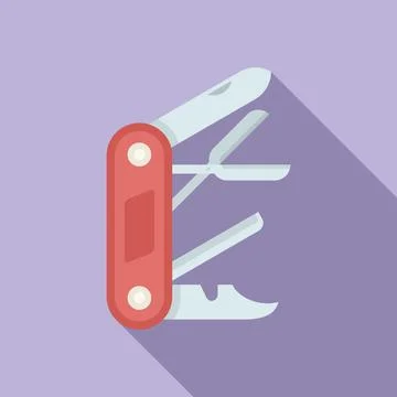 Metal knife icon flat vector. Army pocket Stock Illustration