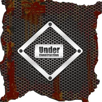 Metal label on rusty metal background with grid pattern Stock Illustration
