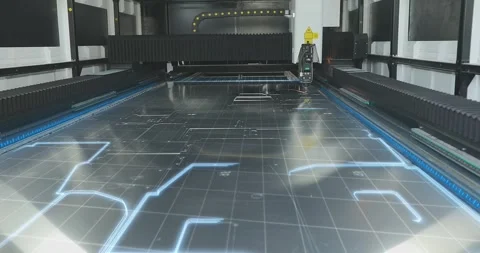 Metal laser cutting machine. CNC laser machine at the factory. CNC laser cutting Stock Footage 289543970