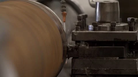 Metal Lathe Close Up Slow Motion Shot Stock Footage 55690792