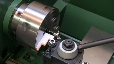 Metal Lathe - close up view Stock Footage 10796489