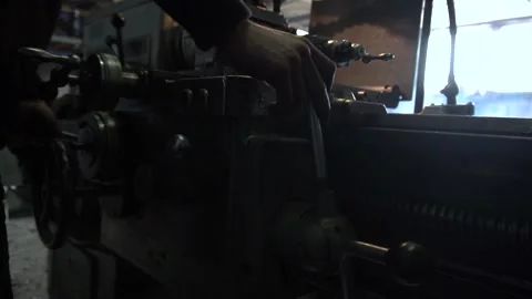 Metal in a lathe Stock Footage 155014156
