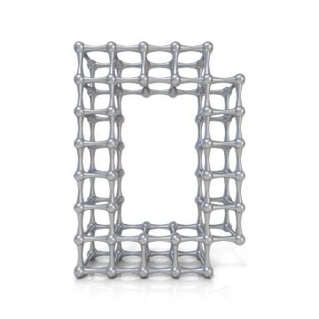Metal lattice font letter D 3D Stock Illustration
