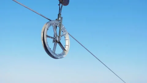 Metal leading ring and electrical wire against sky Video stock 90444740