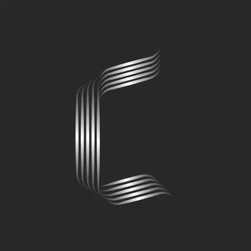 Metal letter C initial logo monogram minimal style, chrome metallic gradient  Stock Illustration