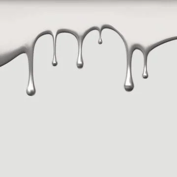 Metal liquid silver drip vector border, realistic shiny metallic drops flowing Illustrazione stock