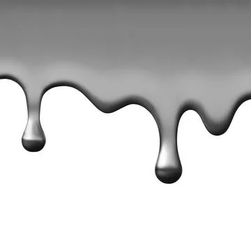 Metal liquid silver drip vector border, realistic metallic drops flow down Illustrazione stock
