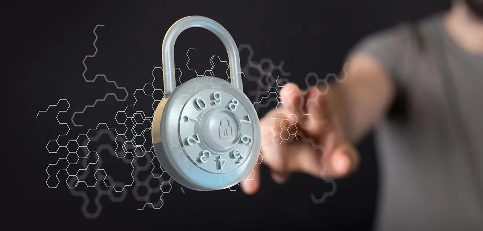 Metal lock with a security data code Stock Photos