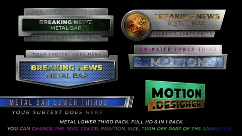 METAL LOWER THIRD 6 in 1 PACK  After Effects	Stock
