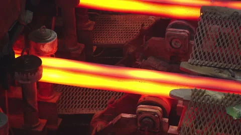 The metal in the machine is red from the heat Stock Footage 167682501