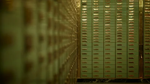Metal Mailboxes of Parcel Locker Archives Inside Strongroom Stock Footage 275898116