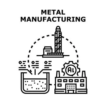 Metal manufacturing process with digital technology and ai Stock Illustration
