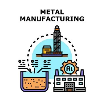 Metal manufacturing process with digital technology and ai Stock Illustration