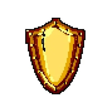 Metal medieval shield game pixel art vector illustration Stock Illustration