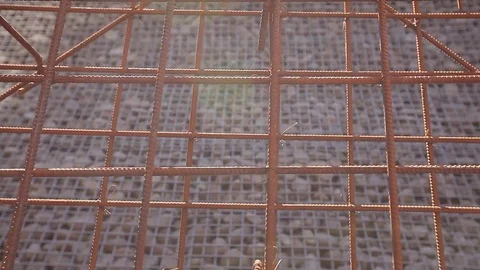 Metal mesh on construction site 스톡 동영상 77100766