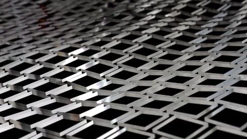 Metal mesh floating in waves in space, abstract background, endless geometric Illustrazione stock