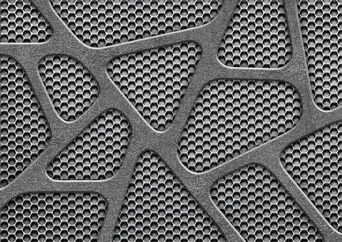 Metal mesh, perforated iron pattern for background Stock Photos