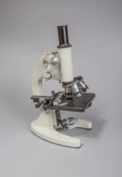 Metal microscope on white background Stock Photos