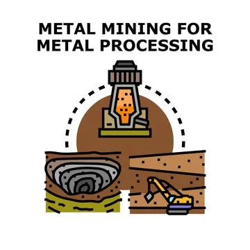 Metal mining and processing industry extracting resources Stock Illustration