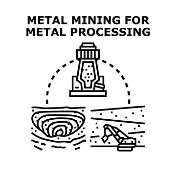 Metal mining and processing industry extracting resources Stock Illustration