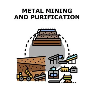 Metal mining and purification process concept illustration Stock Illustration