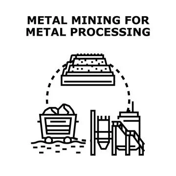 Metal mining process for extraction and processing Stock Illustration