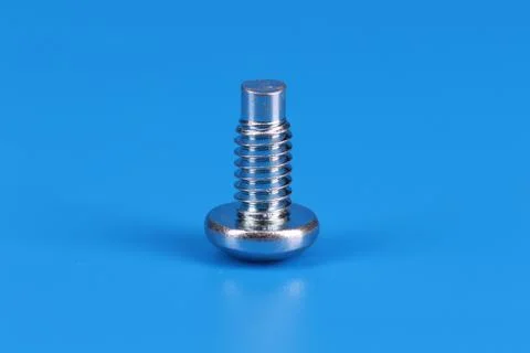 Metal mounting screws close-up. Macro image. Stock Photos