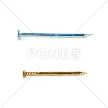 Metal nail isolated over the white background Stock Photos