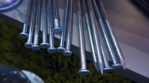 Metal nails for construction work Stock Footage 71569168
