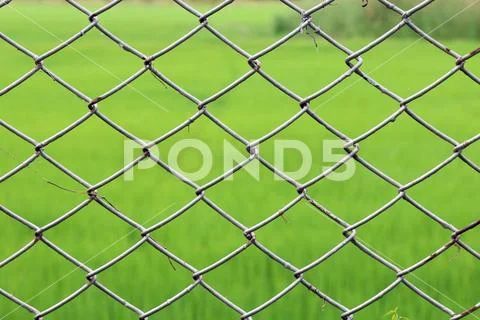 Metal netting, Mesh fence iron Rusty barbed wire detention center security Stock Photos