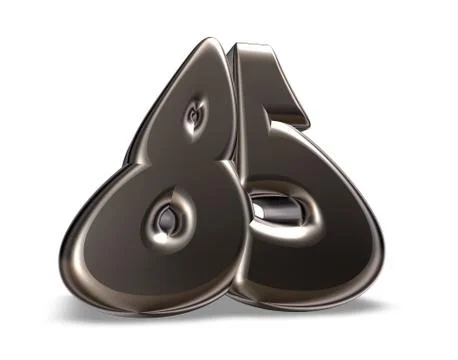 Metal number eighty five on white background - 3d illustration Stock Illustration