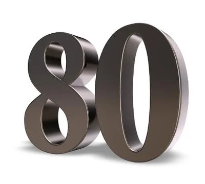 Metal number eighty on white background - 3d illustration Stock-Illustration