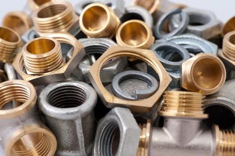 Metal nuts, super macro Stock Photos