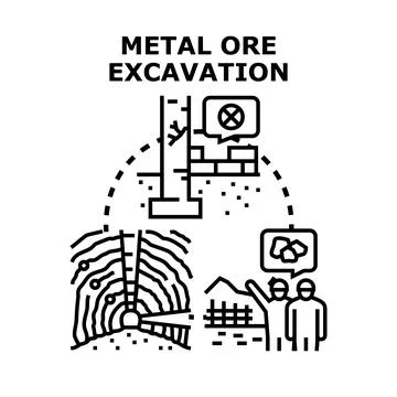 Metal ore excavation process vector illustration Stock Illustration
