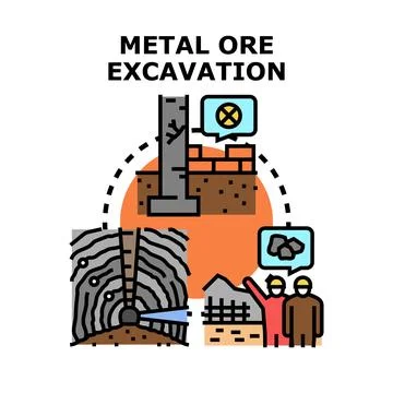 Metal ore excavation process vector illustration Stock Illustration