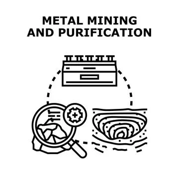 Metal ore mining and purification process concept Stock Illustration
