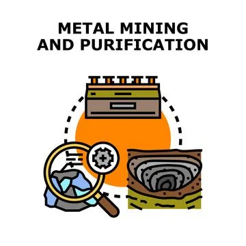 Metal ore mining and purification process concept Stockillustratie