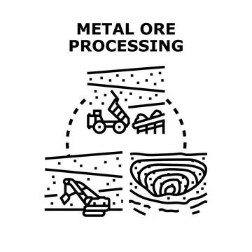 Metal ore processing extraction mining industry concept Stock Illustration