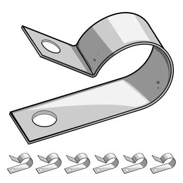 Metal p clip securing electrical cables and wires 库存插图