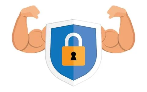 Metal padlock shield on white Stock Illustration