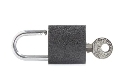 Metal padlock on white Stock Photos