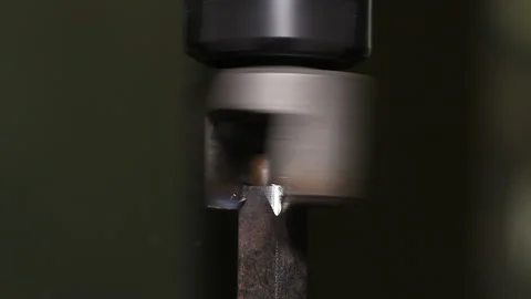 Metal part drill process work lathe Stock Footage 136427759