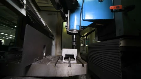 Metal part drill process work lathe Stock Footage 136471531