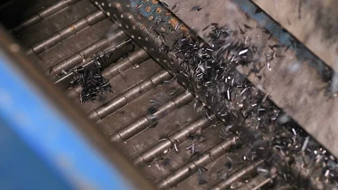 Metal part drill processing work lathe shavings Stock Footage 136418555