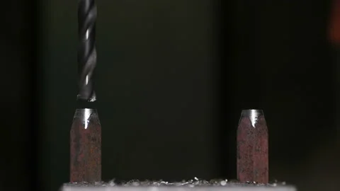 Metal part drill processing work lathe turning Stock Footage 136420275