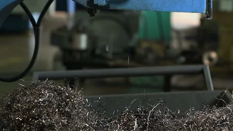 Metal part drill processing work lathe shavings Stock Footage 136426481