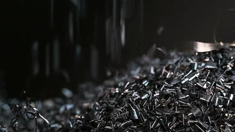 Metal part drill processing work lathe shavings Stock Footage 136467306