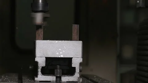Metal part drill processing work lathe turning Stock Footage 136471272