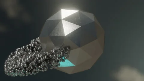 Metal particles orbiting a stylized nucleus Stock Footage 150361408