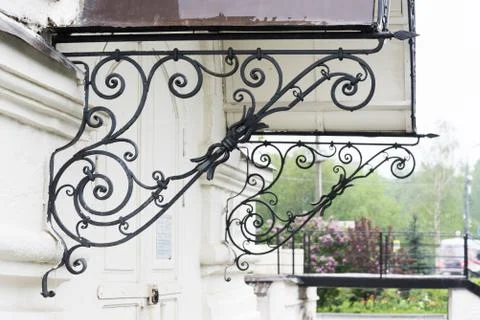 The metal pattern is an architectural element. Registration of the entrance Stock Photos